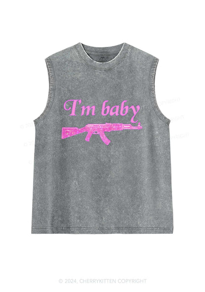 I Am Baby Y2K Washed Tank Cherrykitten