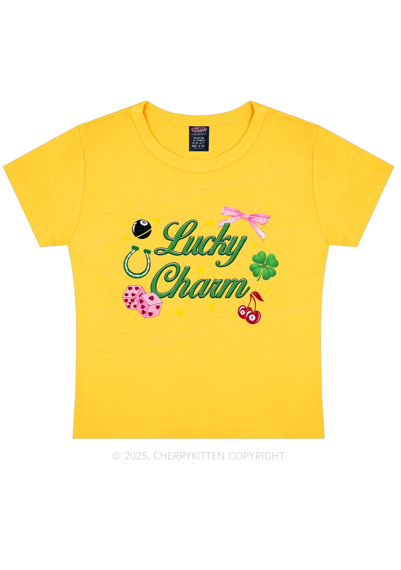 Lucky Charm St Patricks Y2K Baby Tee Cherrykitten