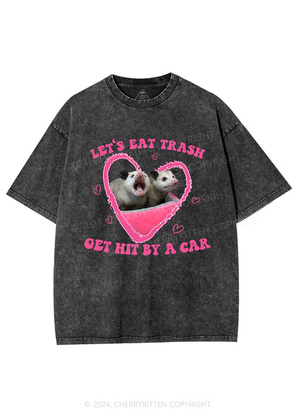 Lets Eat Trash Y2K Valentine's Day Washed Tee Cherrykitten