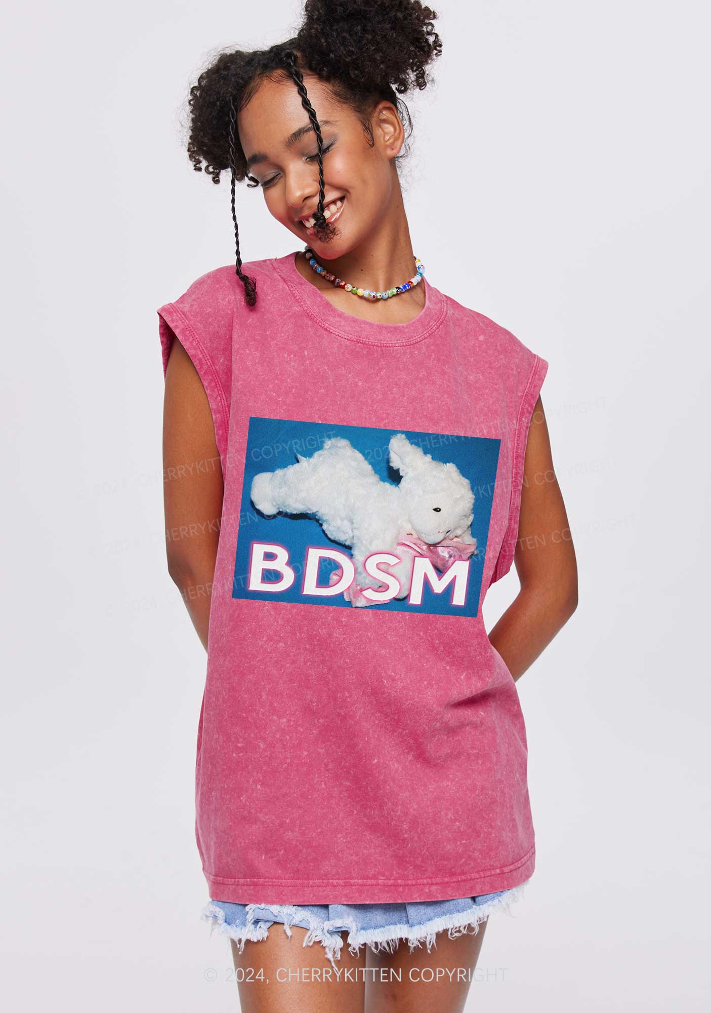 BDSM Goat Y2K Washed Tank Cherrykitten