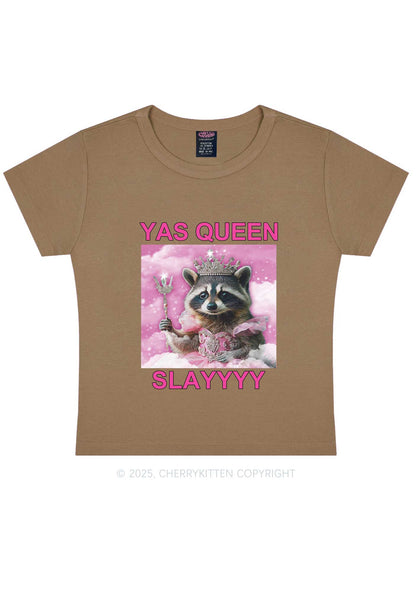 Yas Queen Slay Raccoon Y2K Baby Tee Cherrykitten