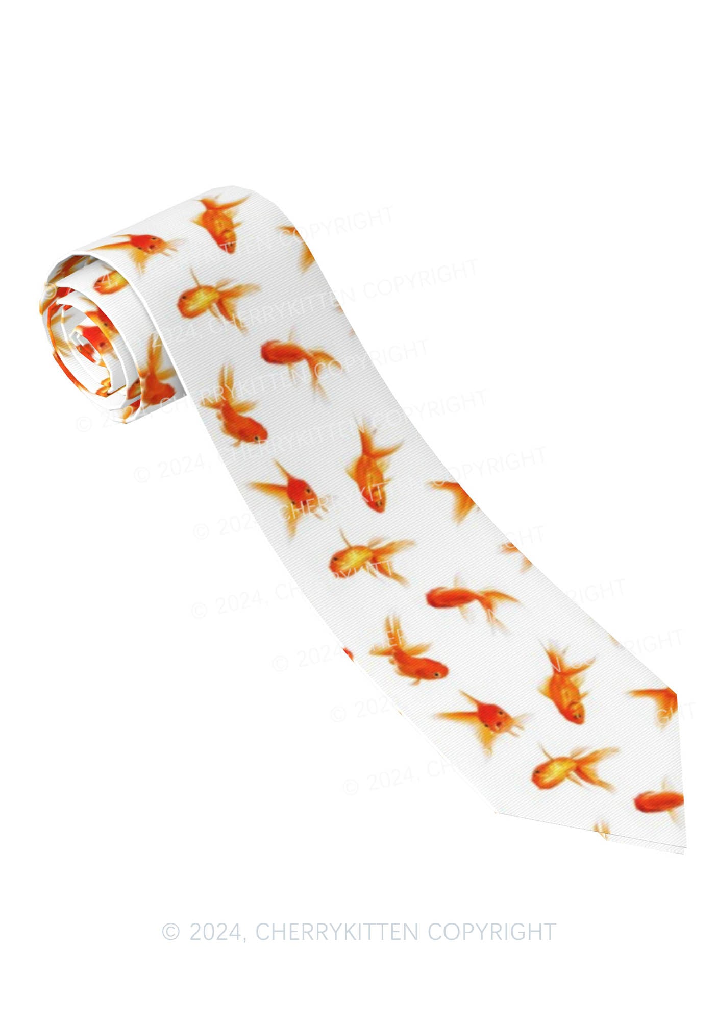 White Goldfish Y2K Necktie Cherrykitten