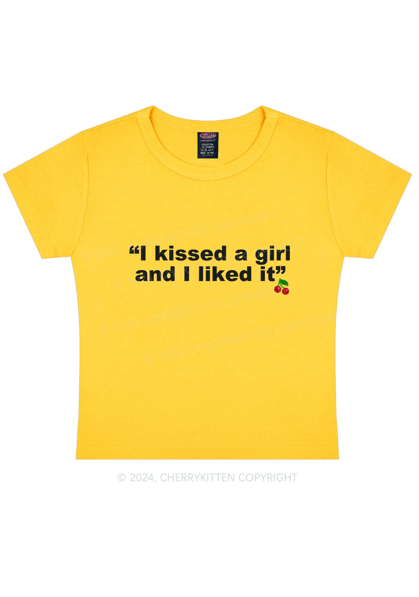 I Kissed A Girl Y2K Baby Tee Cherrykitten