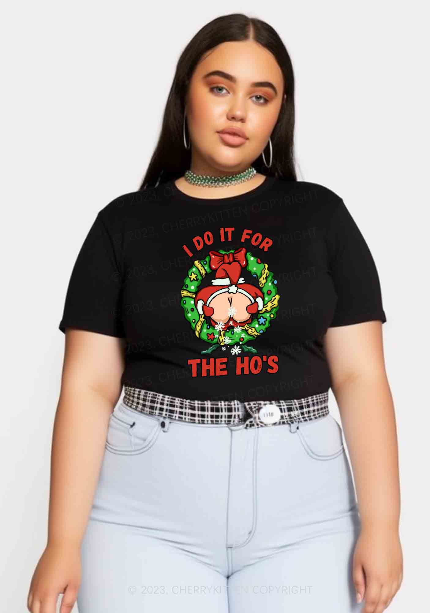 I Do It For The Christmas Wreath Y2K Baby Tee Cherrykitten