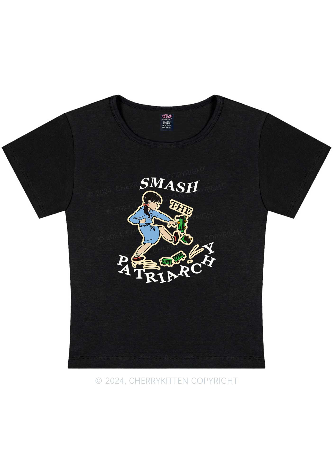 Curvy Smash The Patriarchy Y2K Baby Tee Cherrykitten