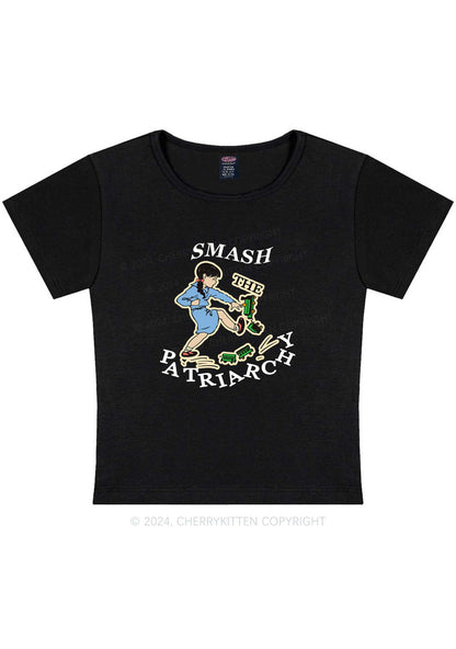 Curvy Smash The Patriarchy Y2K Baby Tee Cherrykitten