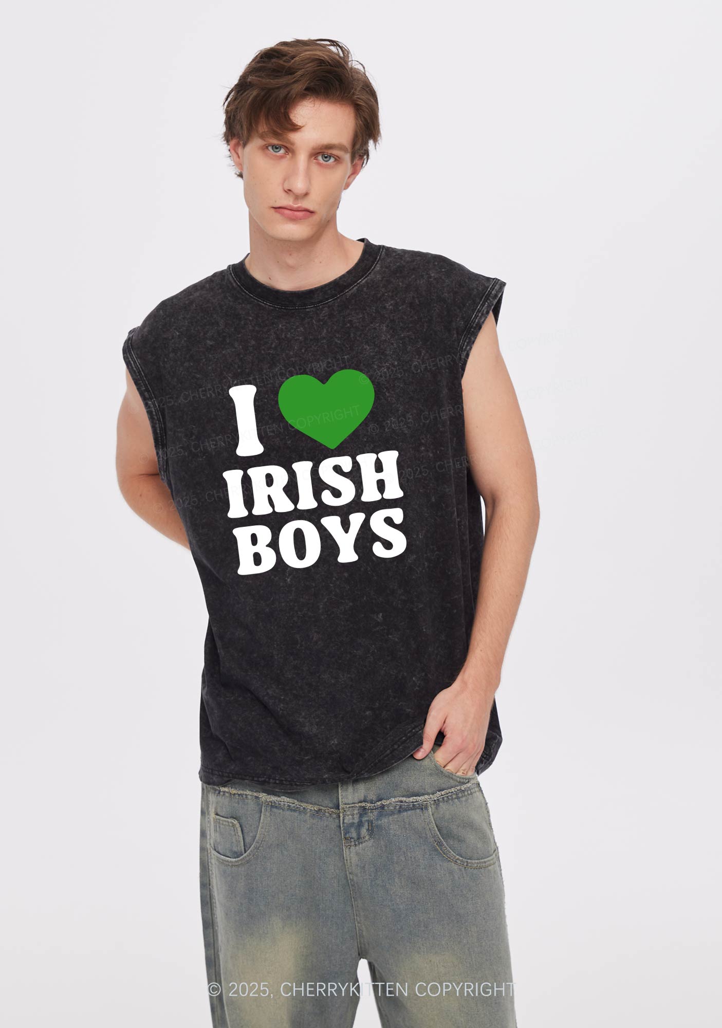 I Love Irish Boys St Patricks Y2K Washed Tank Cherrykitten