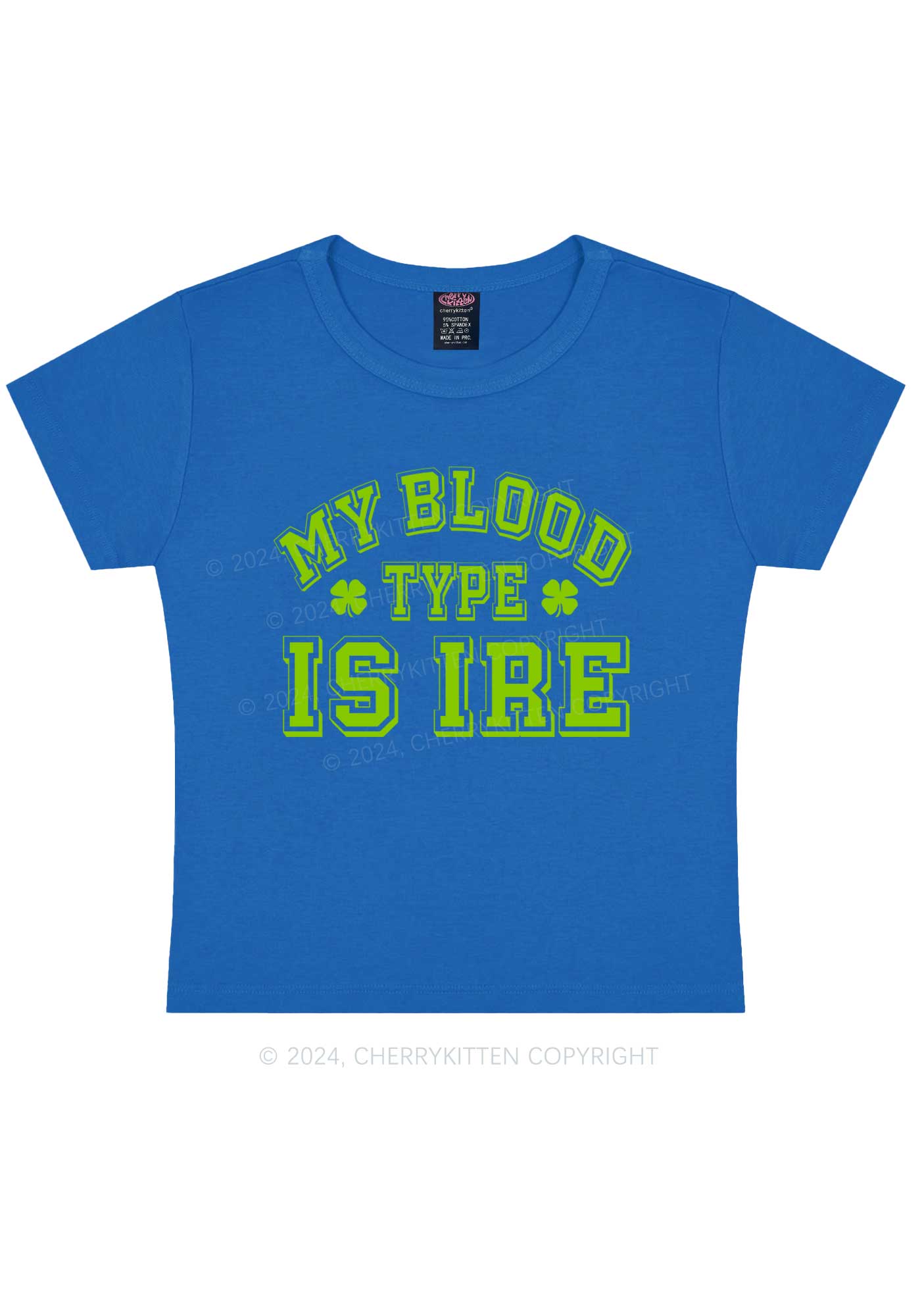 Blood Type Is Ire St Patricks Y2K Baby Tee Cherrykitten