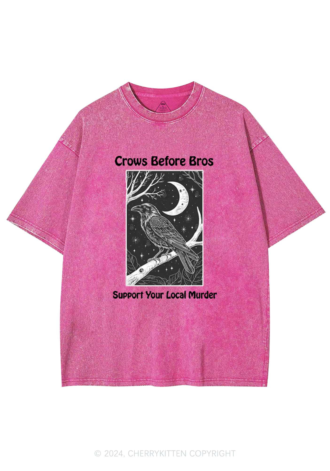 Halloween Crows Murder Y2K Washed Tee Cherrykitten