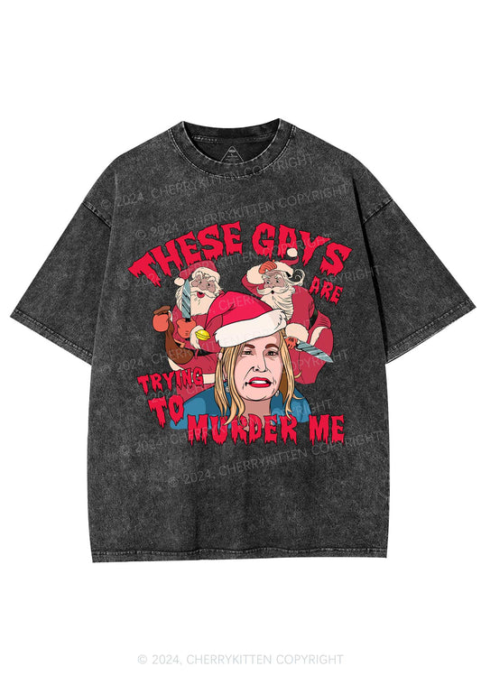 Christmas Gays Murder Me Y2K Washed Tee Cherrykitten