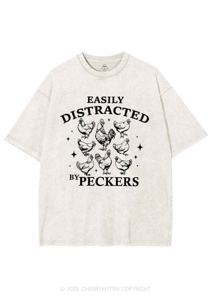 Easily Distracted By Peckers Y2K Washed Tee Cherrykitten