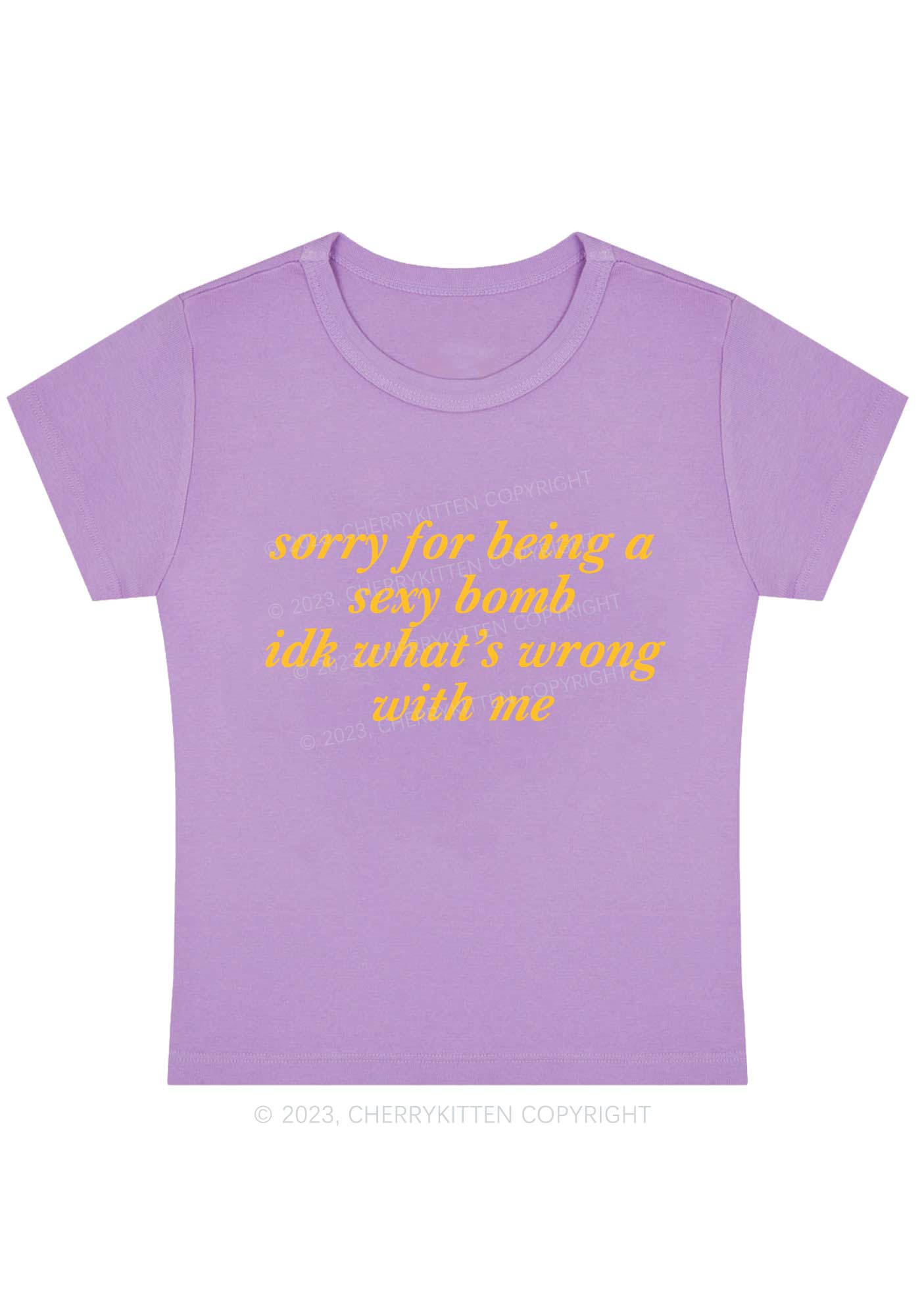 Curvy Sorry For Being A Bomb Y2K Baby Tee Cherrykitten