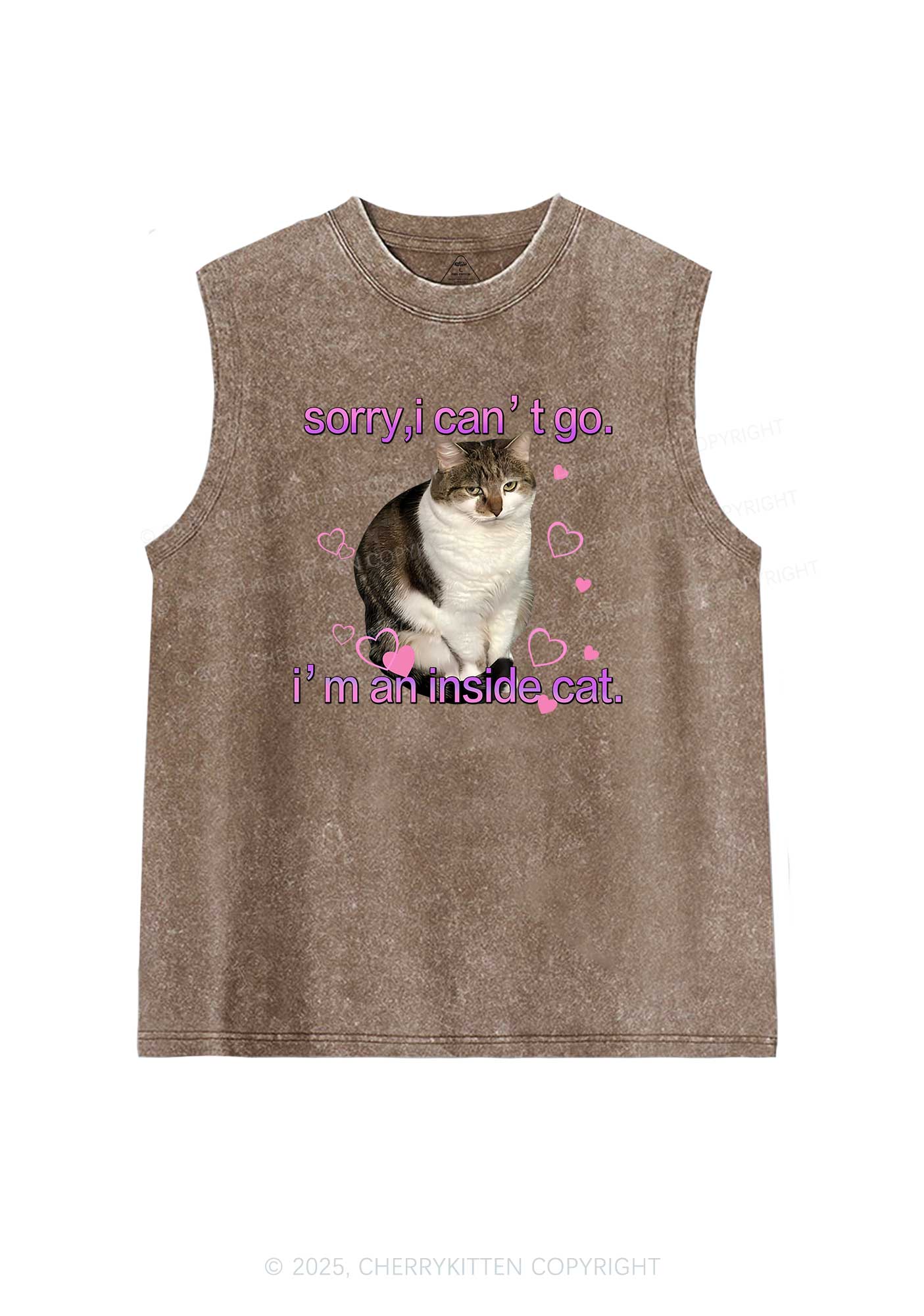 Im An Inside Cat Y2K Washed Tank Cherrykitten