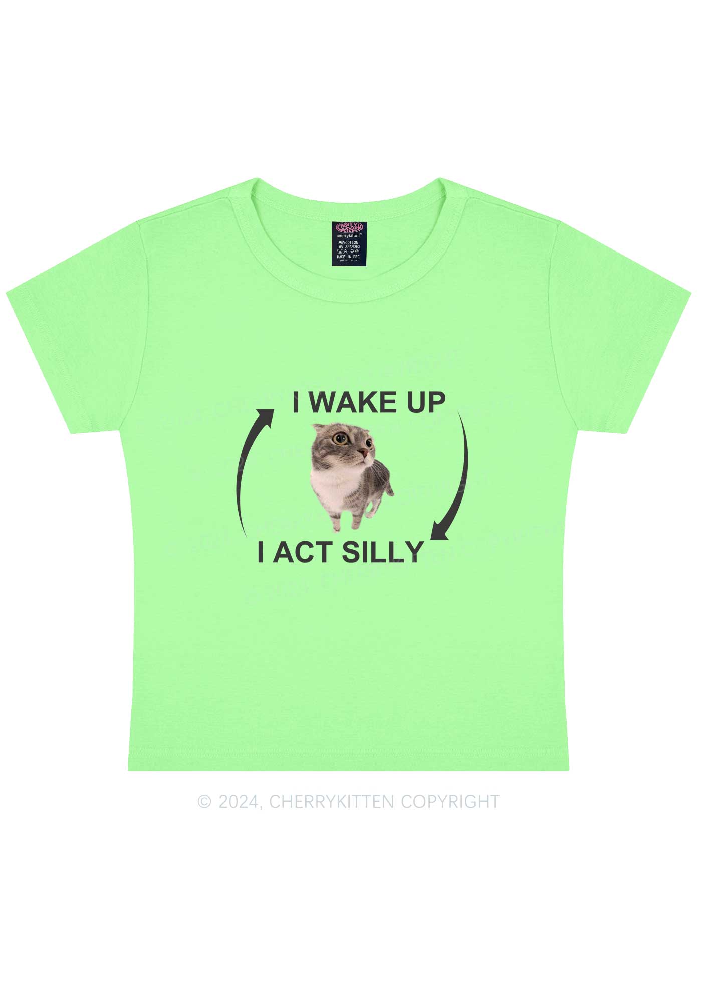 Wake Up Act Silly Y2K Baby Tee Cherrykitten