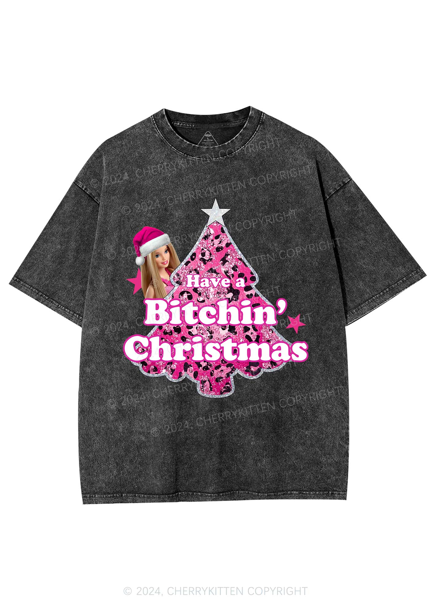 Christmas Bxxchin Y2K Washed Tee Cherrykitten