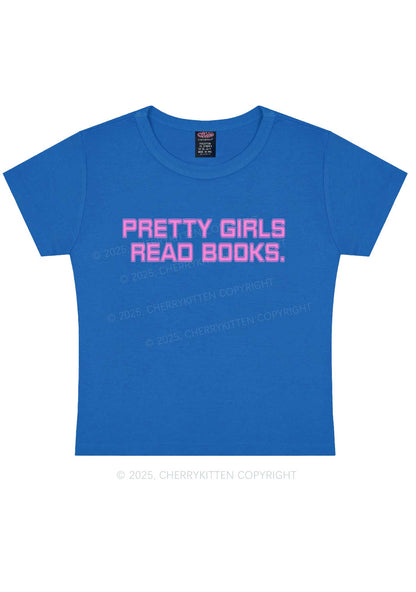 Pretty Girls Read Books Y2K Baby Tee Cherrykitten