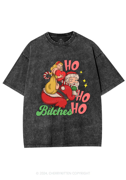 Christmas Ho Ho Ho Bxxches Y2K Washed Tee Cherrykitten