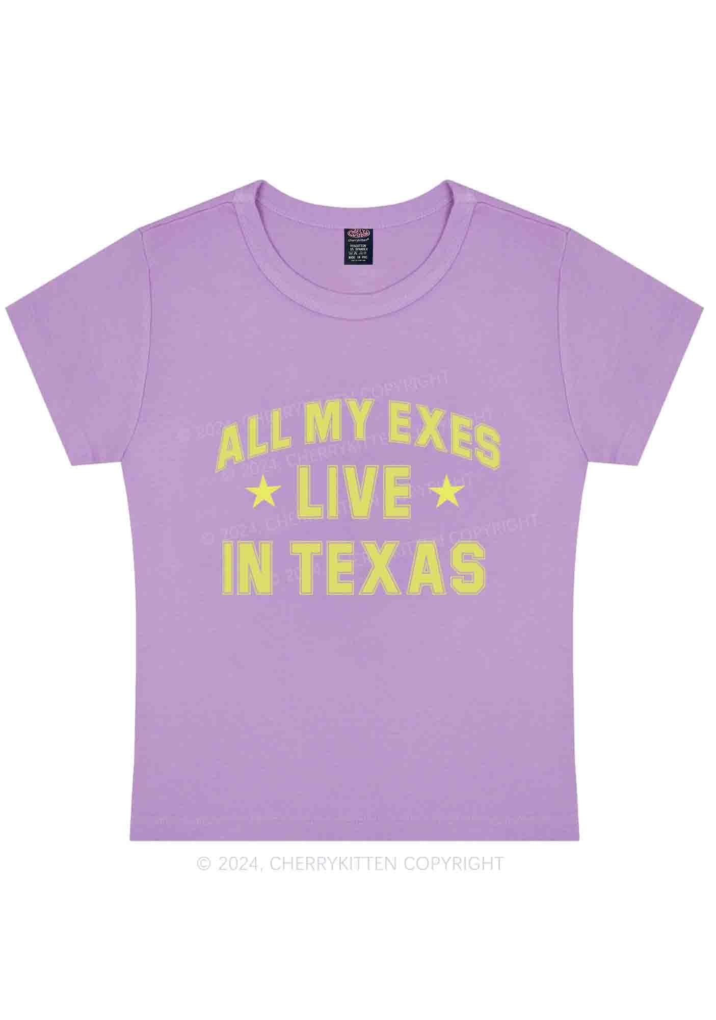 Curvy Custom My Exes Live In Texas Y2K Baby Tee Cherrykitten