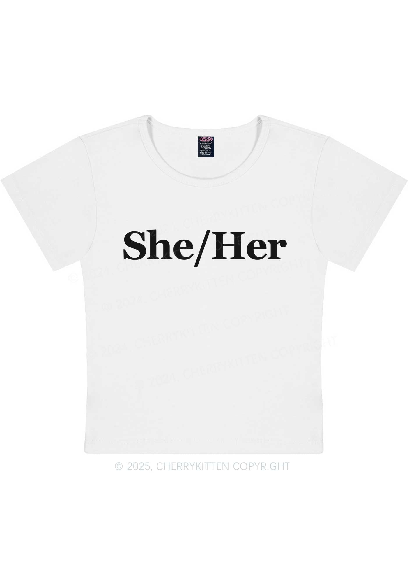 She Or Her Y2K Baby Tee Cherrykitten