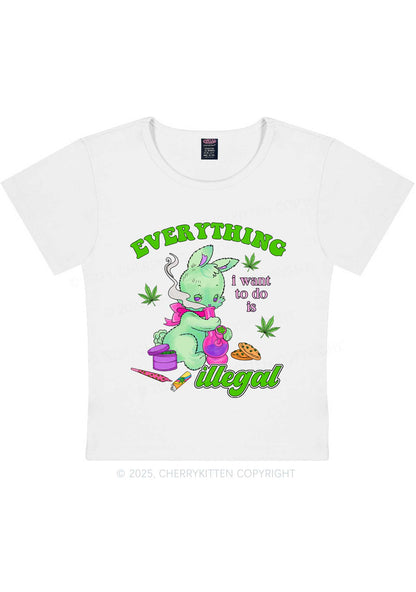 Everything Is Illegal Bunny Y2K Baby Tee Cherrykitten