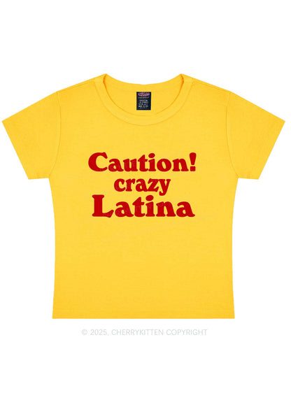 Caution Crazy Latina Y2K Baby Tee Cherrykitten