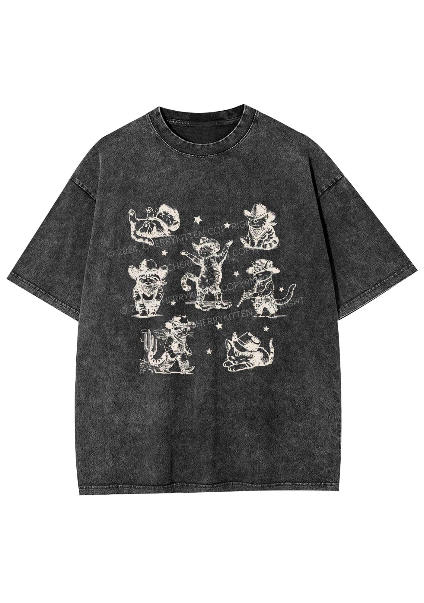 Cowboy Cats Y2K Washed Tee Cherrykitten