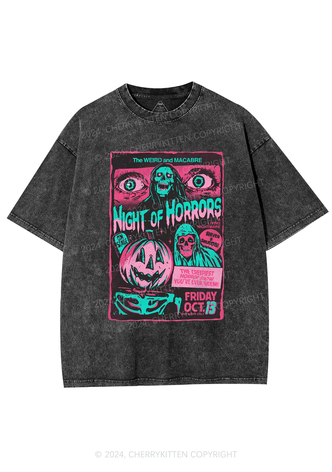 Halloween Nights Of Horrors Y2K Washed Tee Cherrykitten