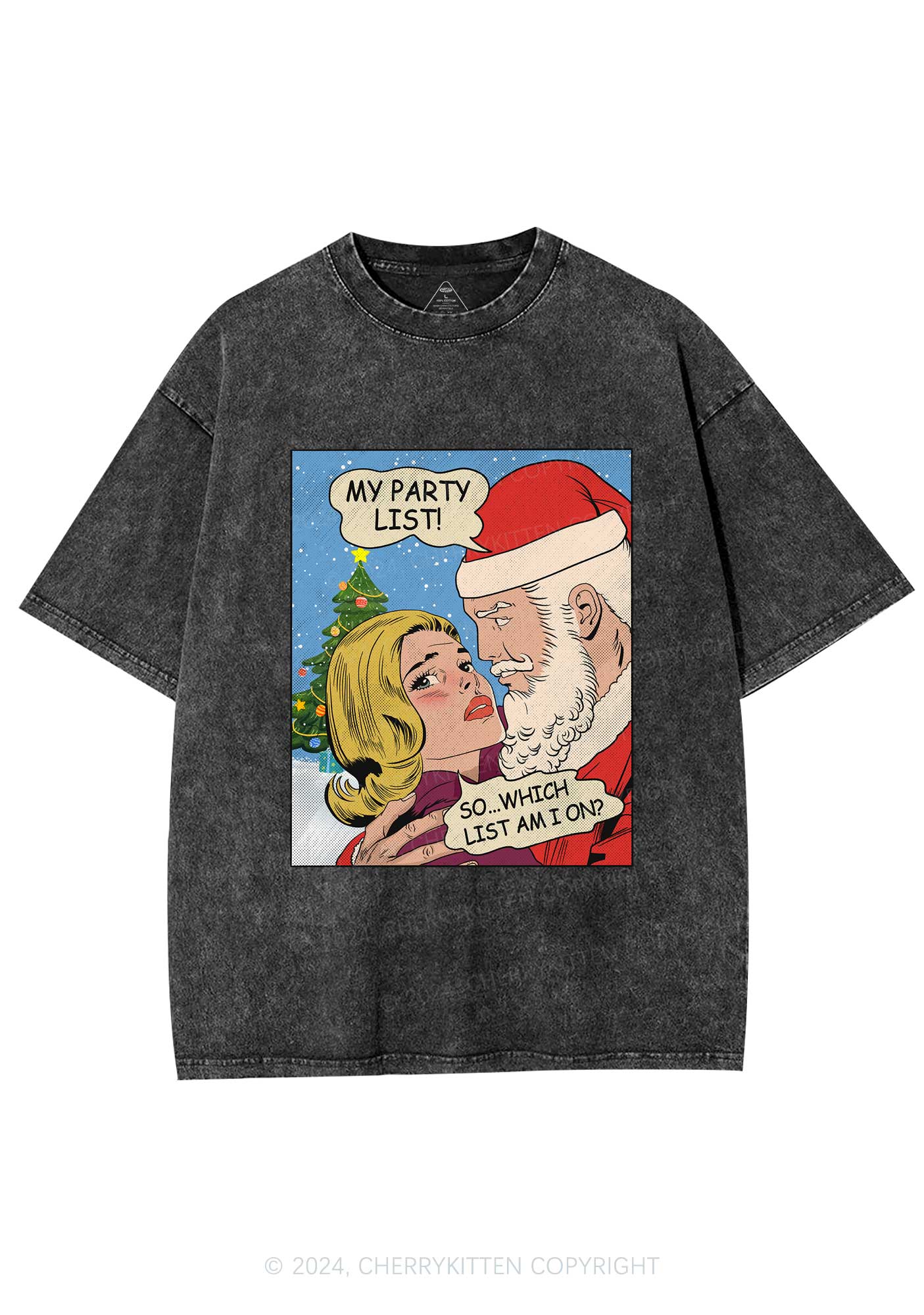 Christmas My Party List Y2K Washed Tee Cherrykitten