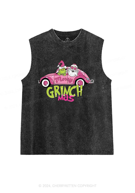 Christmas Pink Car Y2K Washed Tank Cherrykitten