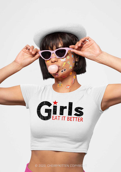 Girls Eat It Better Y2K Baby Tee Cherrykitten