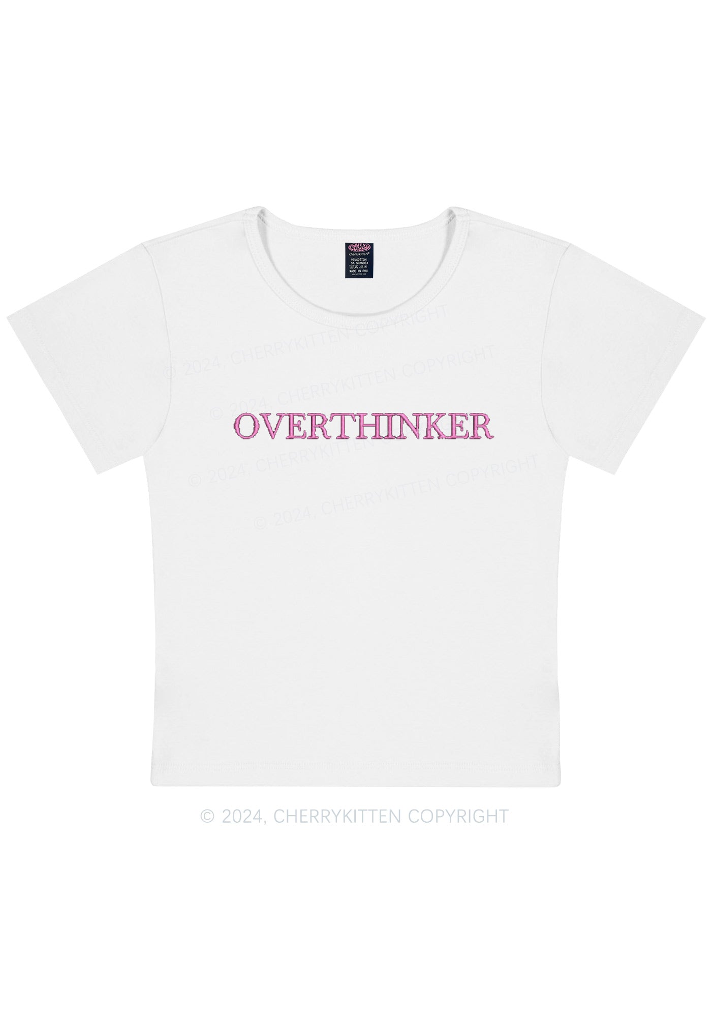 Embroidered Overthinker Y2K Baby Tee Cherrykitten