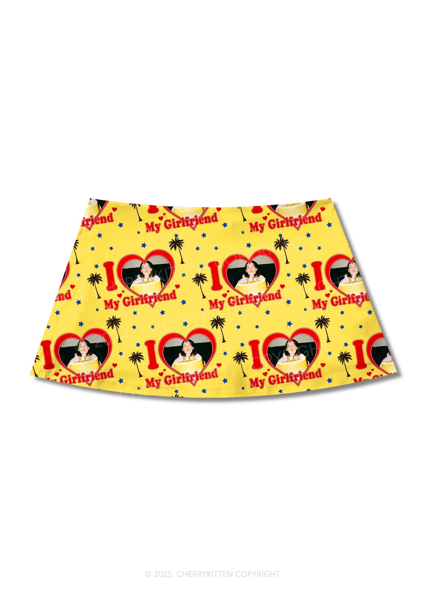 Custom Girlfriend Photo Y2K Print Mini Skirt Cherrykitten