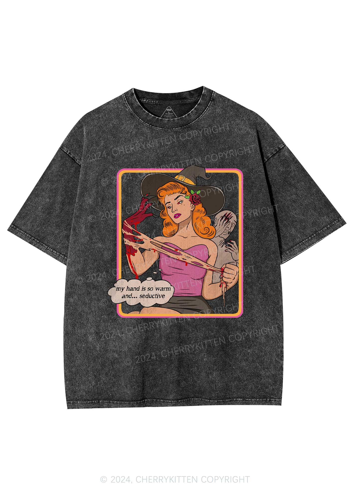 Halloween Seductive Hand Y2K Washed Tee Cherrykitten