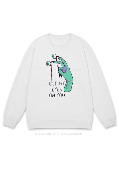 Got My Eyes On You Fingers Halloween Y2K Sweatshirt Cherrykitten