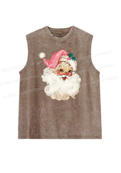 Christmas Pink Santa Y2K Washed Tank Cherrykitten