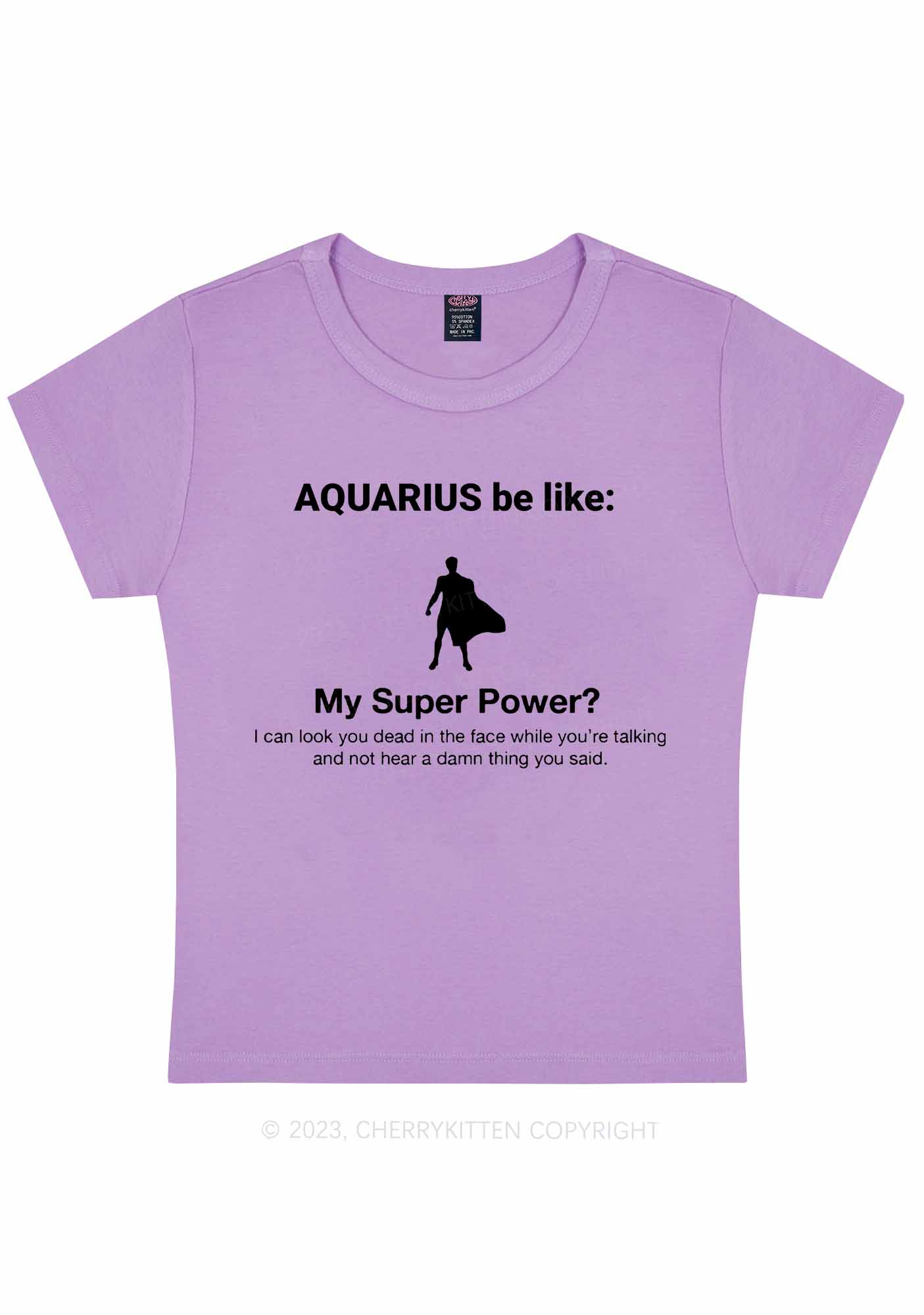 Curvy Aquarius Super Power Y2K Baby Tee Cherrykitten