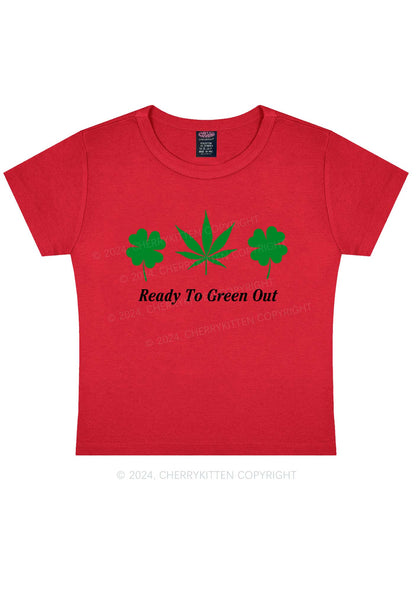 Ready To Green Out St Patricks Y2K Baby Tee Cherrykitten