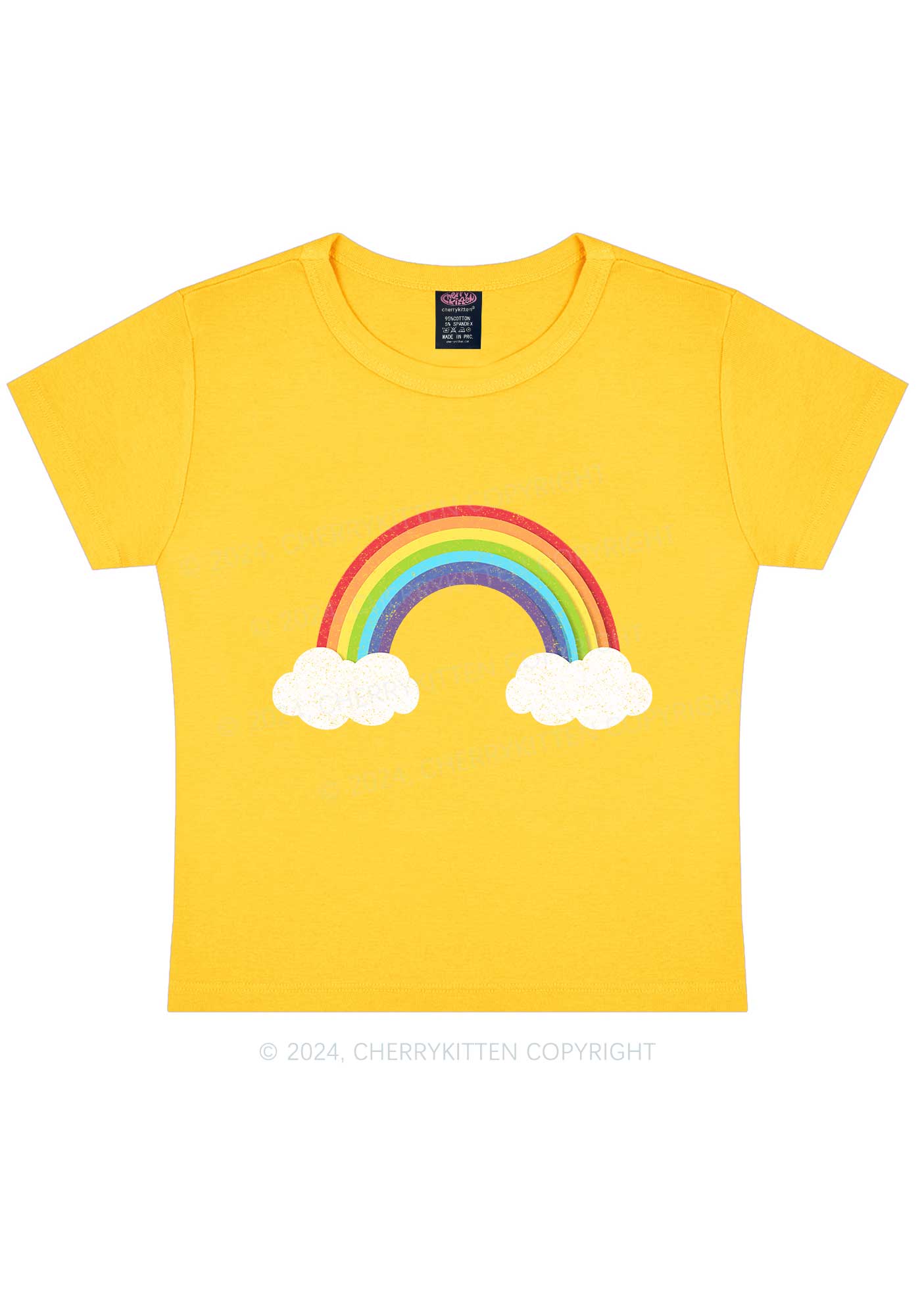 Rainbow Cloud Y2K Baby Tee Cherrykitten