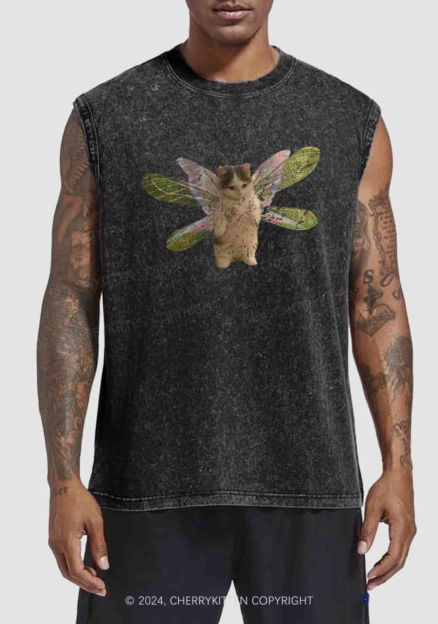 Fairycat Wings Y2K Washed Tank Cherrykitten