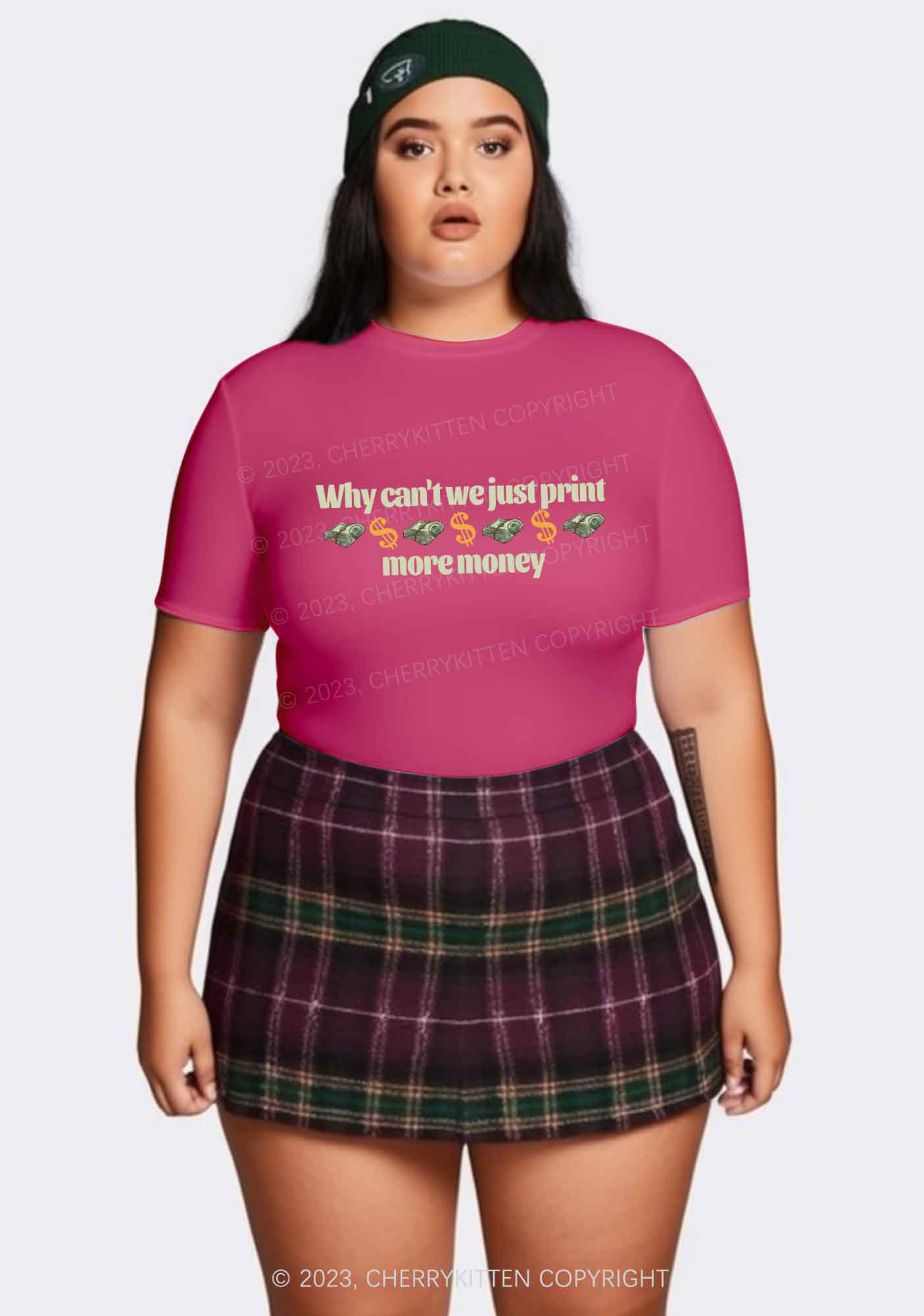 Curvy Why Can't We Just Print More Money Y2K Baby Tee Cherrykitten