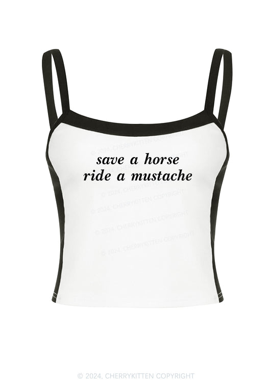 Ride A Mustache Y2K Color Block Crop Cami Top Cherrykitten