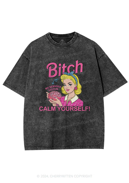 Bxxch Calm Yourself Y2K Washed Tee Cherrykitten