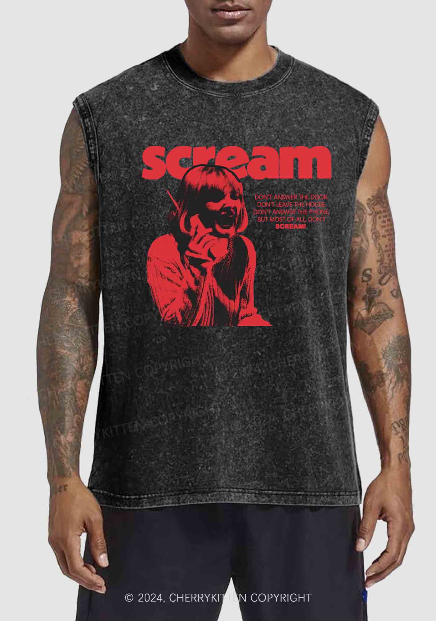 Halloween Don't Scream Y2K Washed Tank Cherrykitten