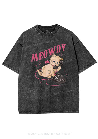 Meowdy Kitten Y2K Washed Tee Cherrykitten