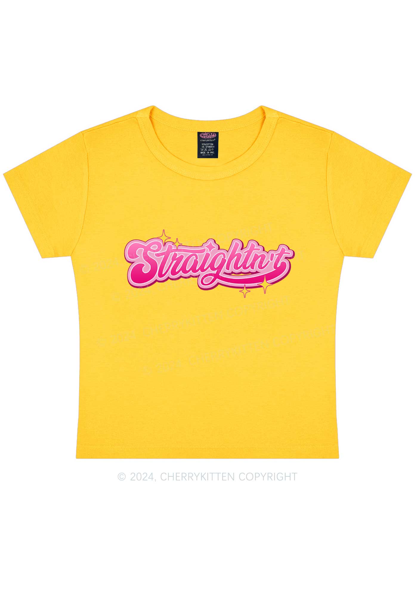 Straightn't Y2K Baby Tee Cherrykitten