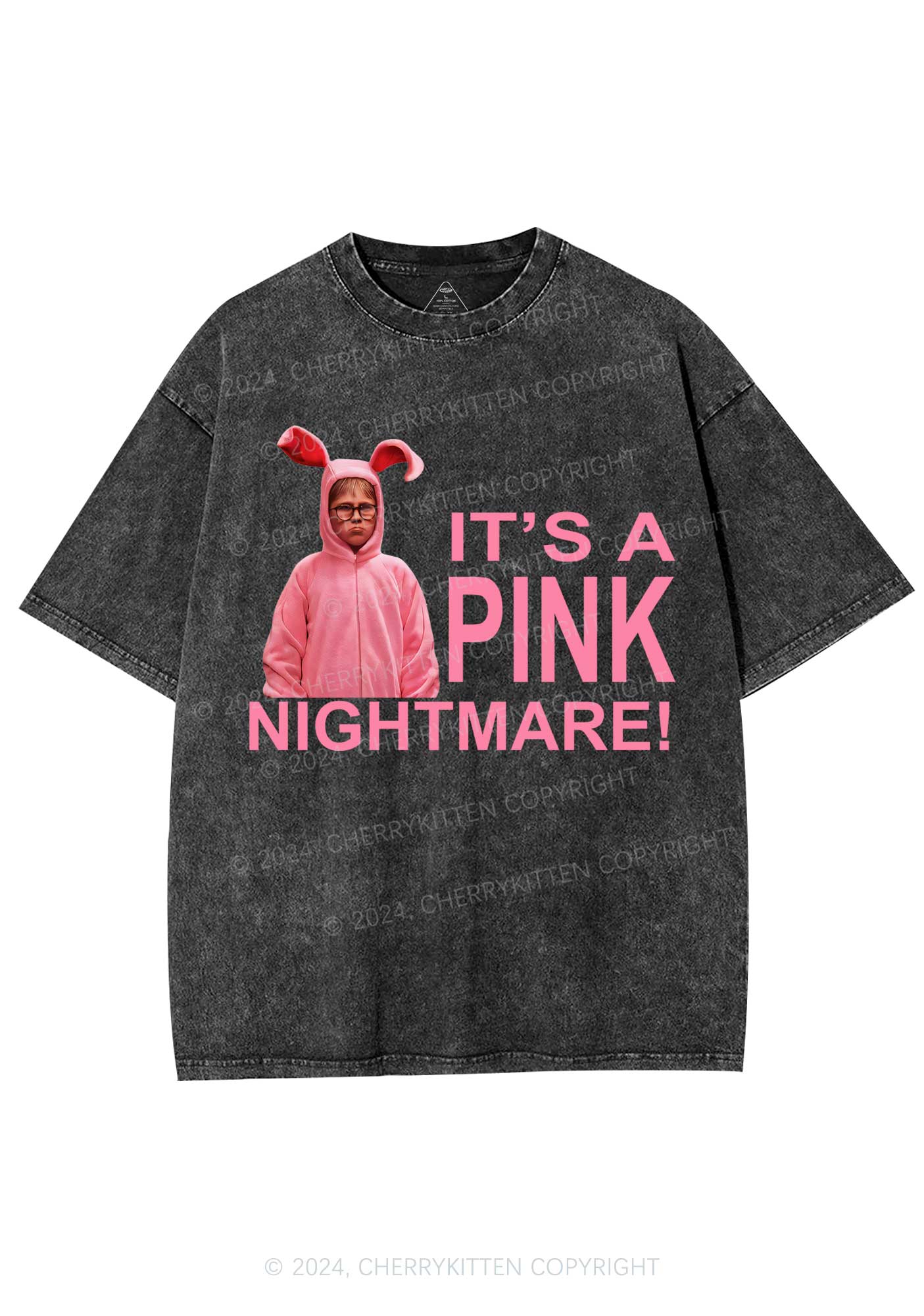 Christmas Pink Nightmare Y2K Washed Tee Cherrykitten