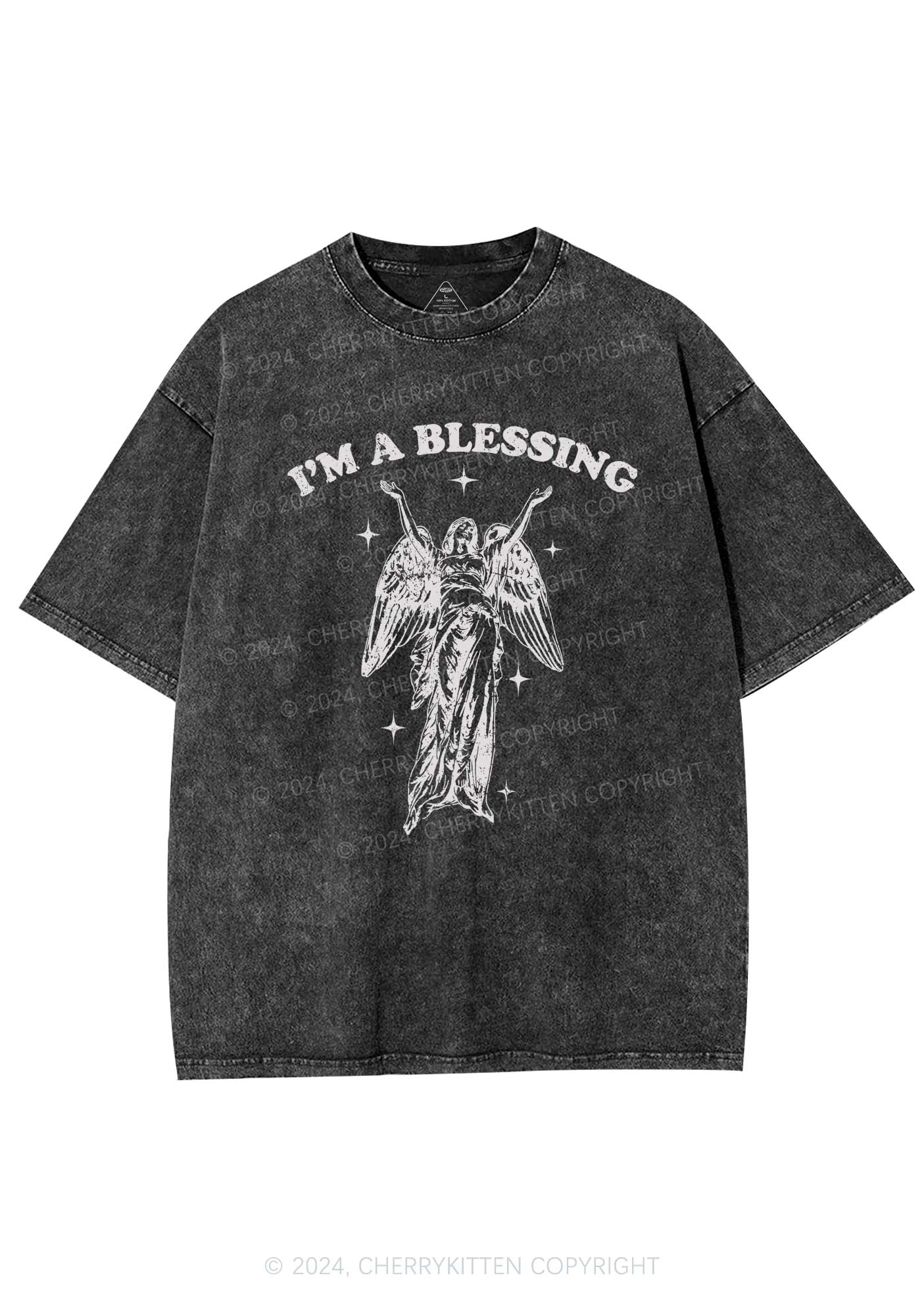 I'm A Blessing Y2K Washed Tee Cherrykitten