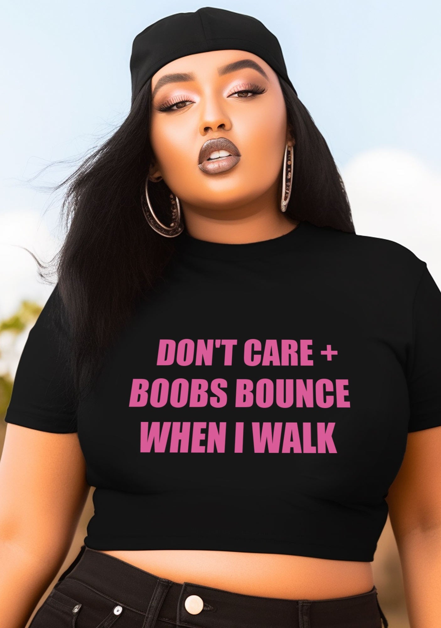 Curvy Don't Care Bxxbs Bounce When I Walk Baby Tee