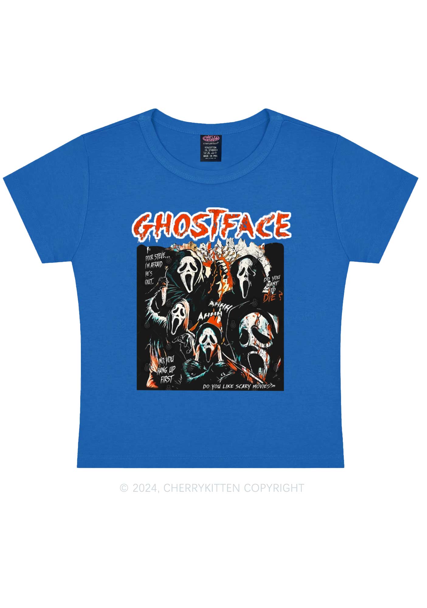 Halloween Scream Ghost Y2K Baby Tee Cherrykitten