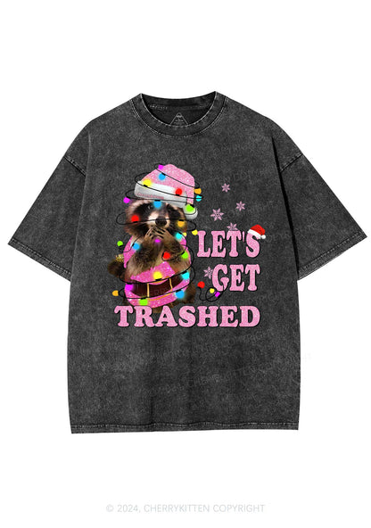 Christmas Let's Get Trashed Y2K Washed Tee Cherrykitten